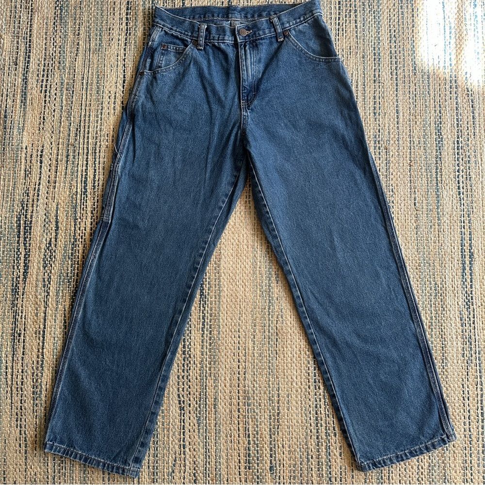 Dickies Men's Relaxed Fit Carpenter Jeans Blue Denim Medium Wash Size 30 x 30